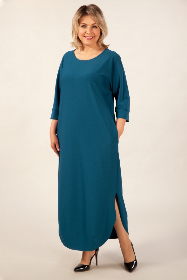 Платье Мона Милада макси голобого цвета на большой размер